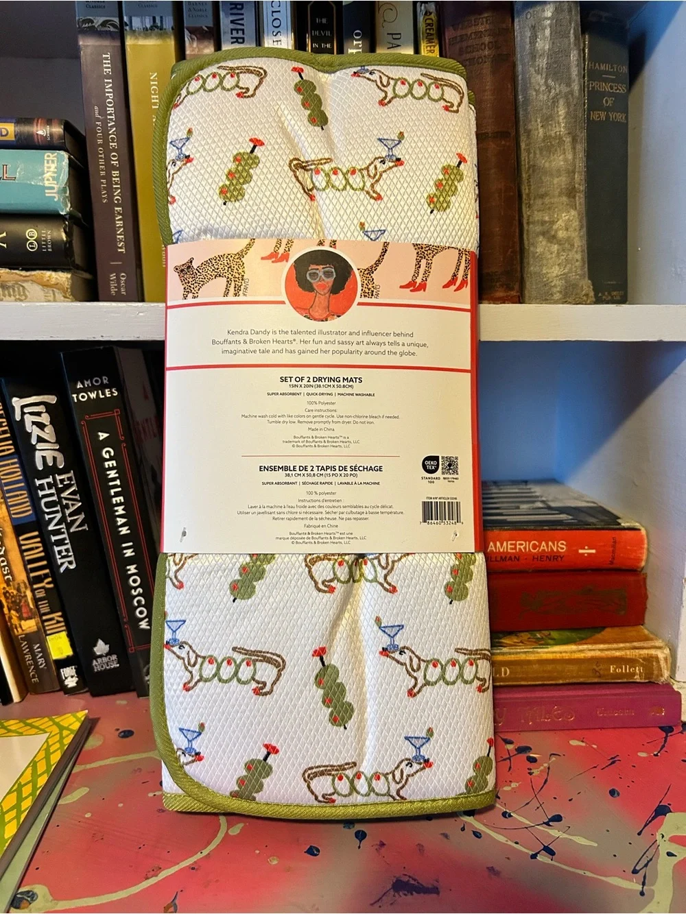 Cocktail weenies! Dachshund, martini martini themed drying mats. Two included.
